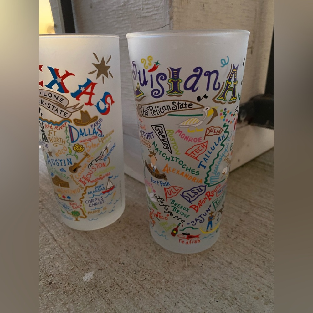 Cat Studio Louisiana & Texas Frosted State Glass
